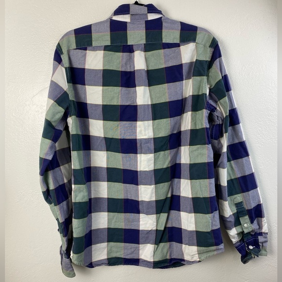 J. Crew Plaid Blue Green White Long Sleeve Button Down Shirt Casual Men’s Medium - Picture 14 of 14